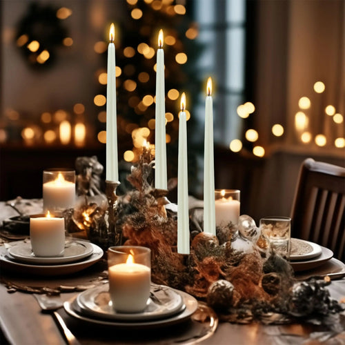 10 Inch Taper Candle White Unscented Candles Paraffin Wax Home Decor Candles for Wedding Party Dinner Holiday Decoration, 4PCS